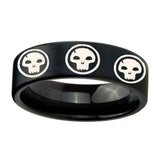 8mm-Multiple-Skull-Pipe-Cut-Brush-Black-Tungsten-Carbide-Wedding-Band-Ring