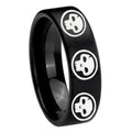 8mm Multiple Skull Pipe Cut Brush Black Tungsten Ring