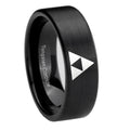 8mm Zelda Triforce Pipe Cut Brush Black Tungsten Ring