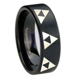 8mm-Multiple-Zelda-Triforce-Pipe-Cut-Brush-Black-Tungsten-Wedding-Engraving-Ring