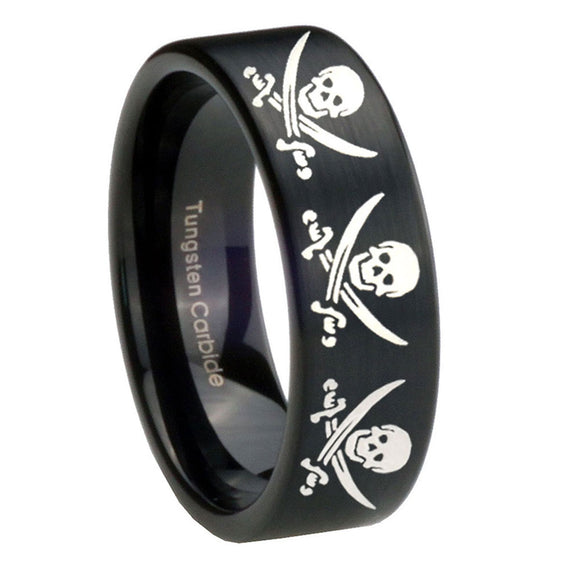 8mm-Multiple-Skull-Pirate-Pipe-Cut-Brush-Black-Tungsten-Anniversary-Ring