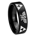 8mm Legend of Zelda Pipe Cut Brush Black Tungsten Bands Ring