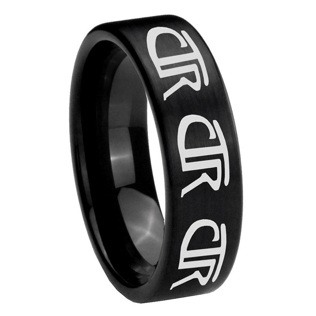 8mm Multiple CTR Pipe Cut Brush Black Tungsten Promised Band