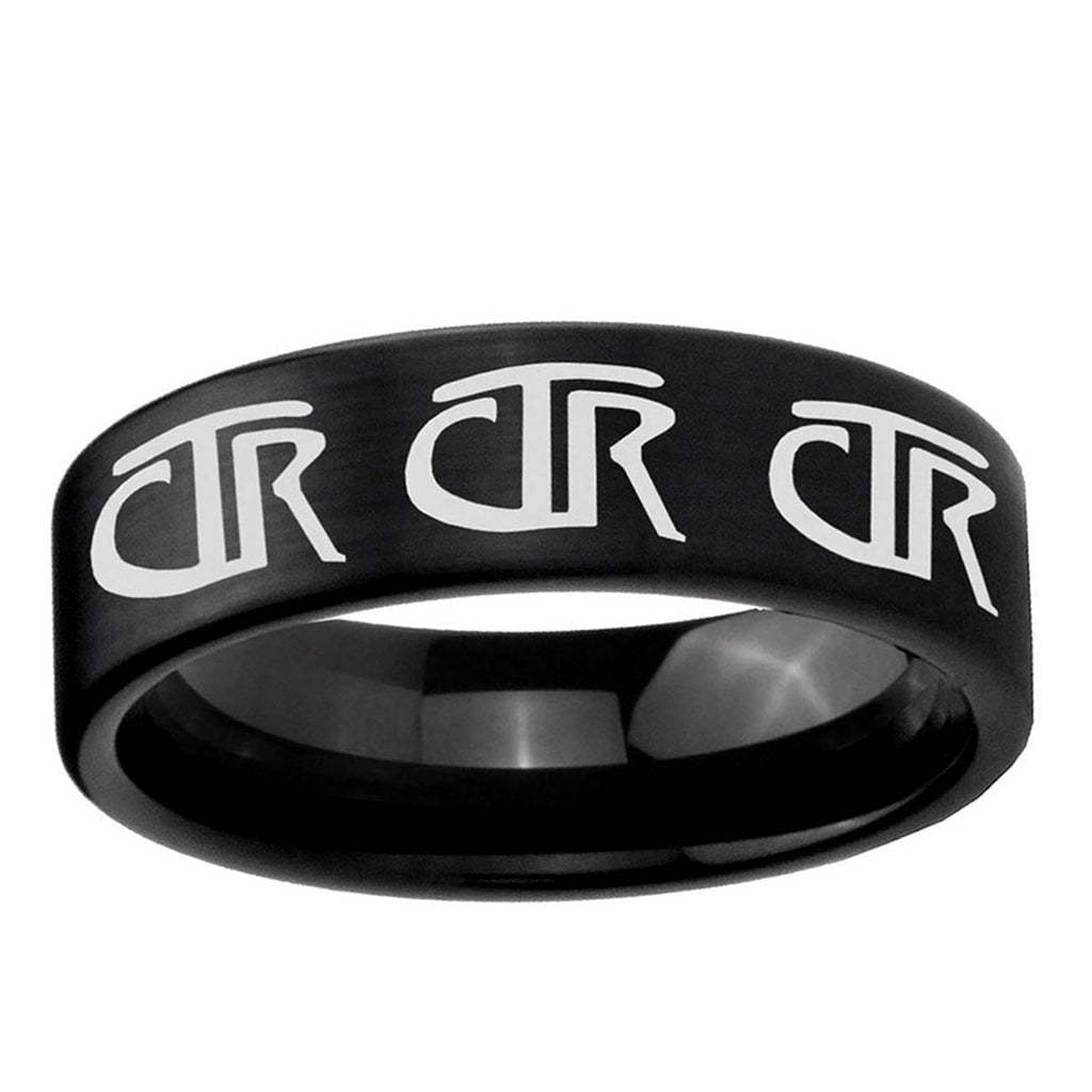 6mm Multiple CTR Pipe Cut Brush Black Tungsten Promised Band