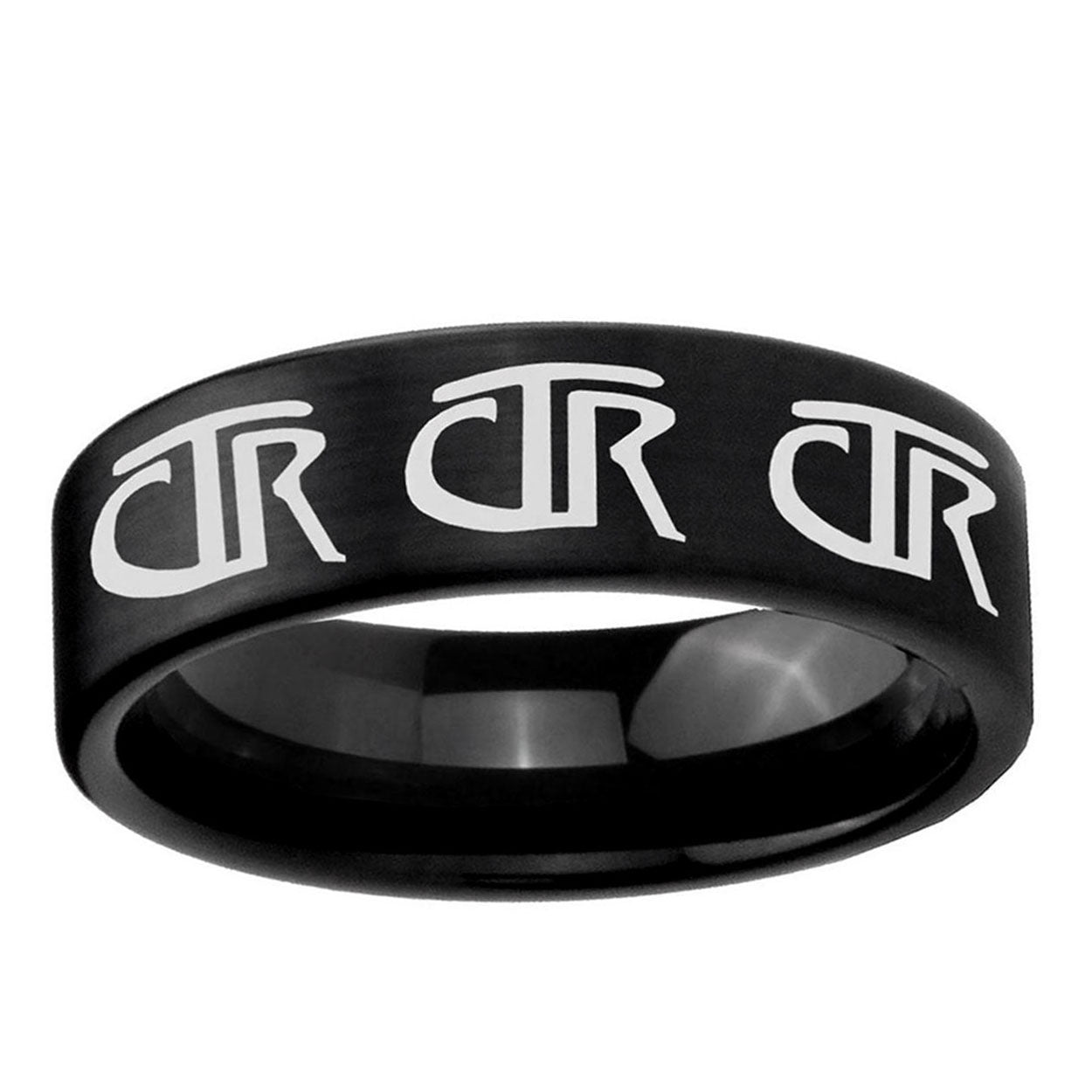 6mm Multiple CTR Pipe Cut Brush Black Tungsten Promised Band