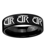 6, 8mm Multiple CTR Pipe Cut Brush Black Tungsten Ring