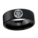8mm-U.S.-Army-Pipe-Cut-Brush-Black-Tungsten-Carbide-Custom-Ring-for-Men