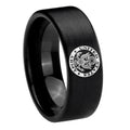 8mm U.S. Army Pipe Cut Brush Black Tungsten Ring for Men