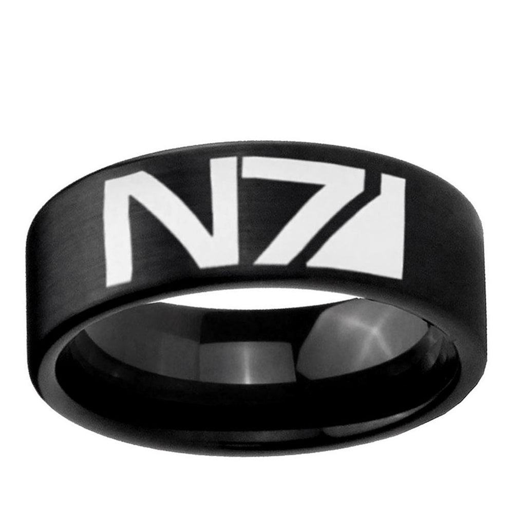 6mm N7 Design Pipe Cut Brush Black Tungsten Ring for Men