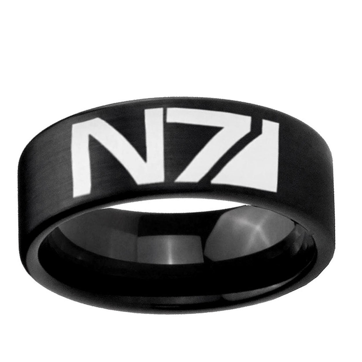 6mm N7 Design Pipe Cut Brush Black Tungsten Ring for Men
