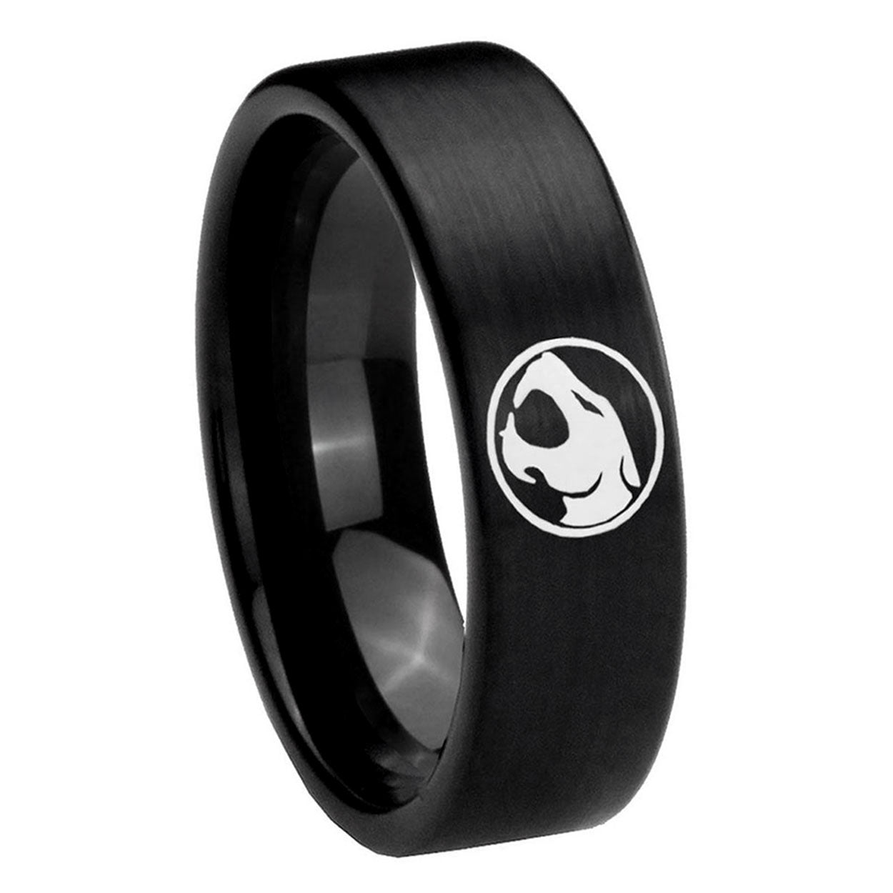 8mm Thundercat Pipe Cut Brush Black Tungsten Engagement Ring