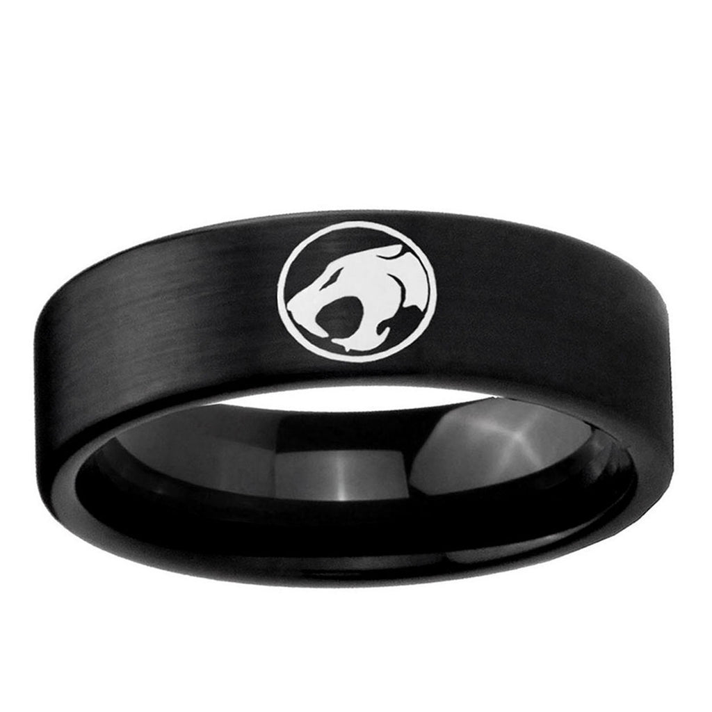 6mm Thundercat Pipe Cut Brush Black Tungsten Engagement Ring