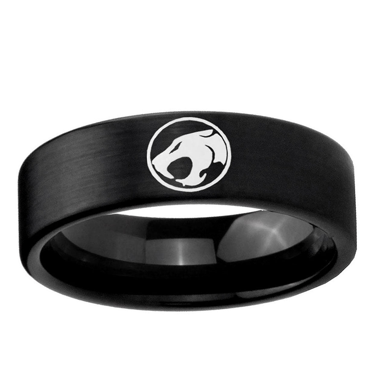 6mm Thundercat Pipe Cut Brush Black Tungsten Engagement Ring
