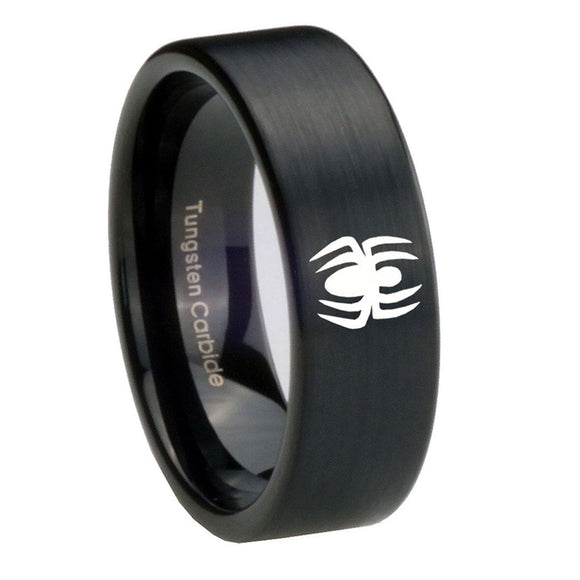 8mm-Spiderman-Pipe-Cut-Brush-Black-Tungsten-Carbide-Mens-Engagement-Ring