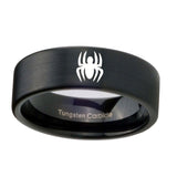 8mm-Spiderman-Pipe-Cut-Brush-Black-Tungsten-Carbide-Mens-Engagement-Ring