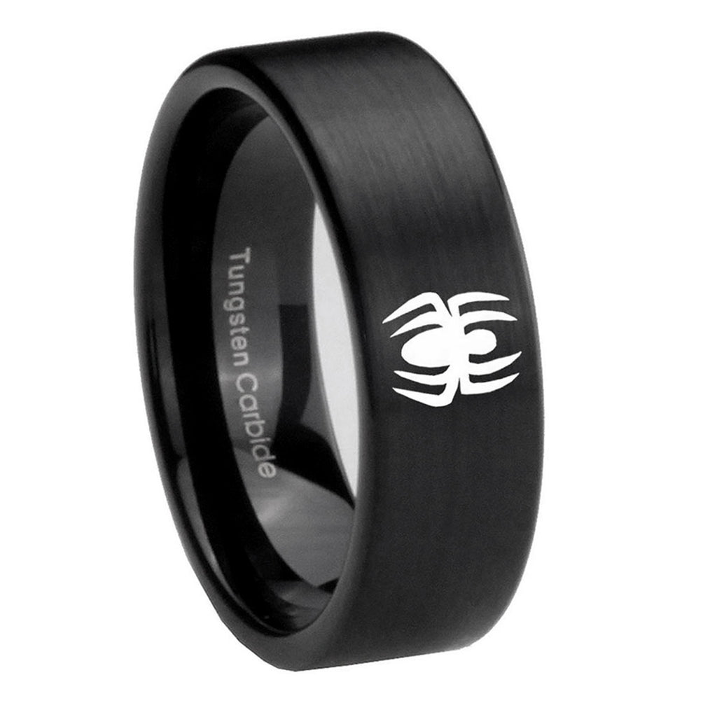 8mm Spiderman Pipe Cut Brush Black Tungsten Engagement Ring