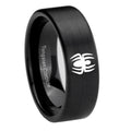 8mm Spiderman Pipe Cut Brush Black Tungsten Engagement Ring