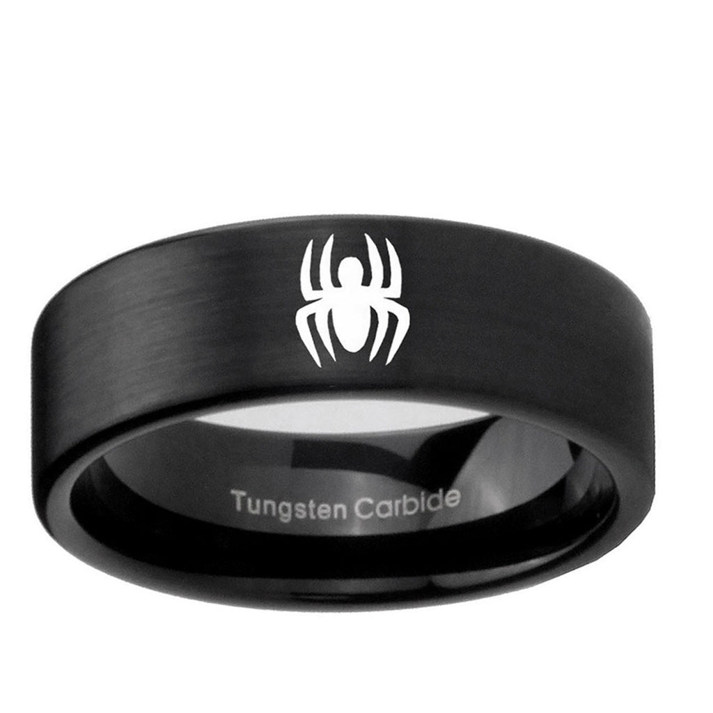 6mm Spiderman Pipe Cut Brush Black Tungsten Engagement Ring