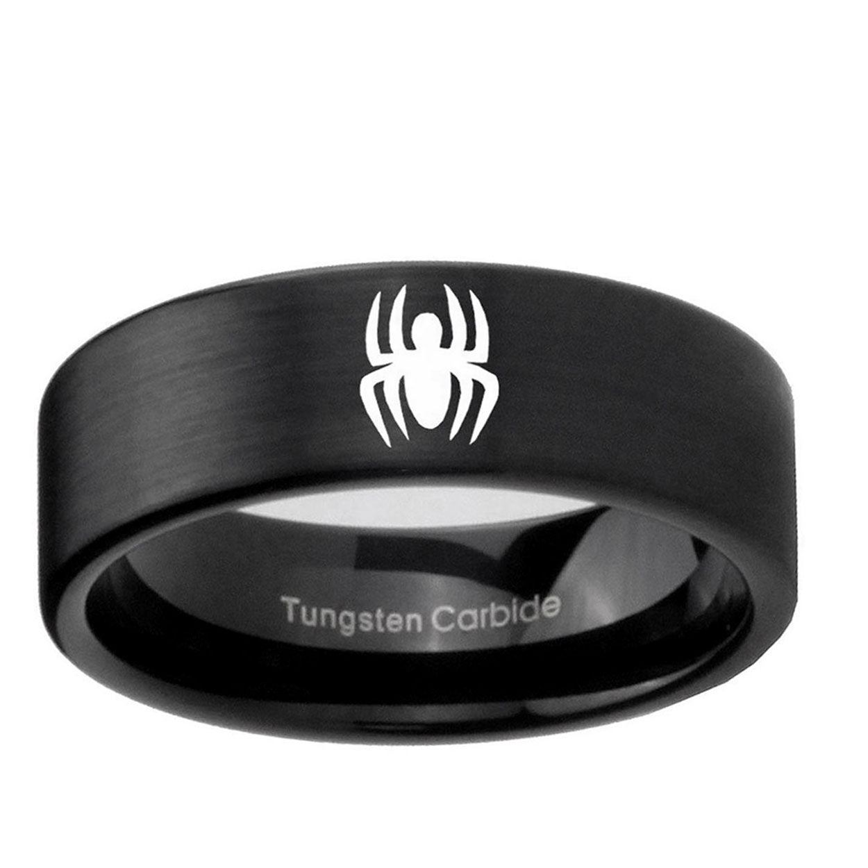 6mm Spiderman Pipe Cut Brush Black Tungsten Engagement Ring