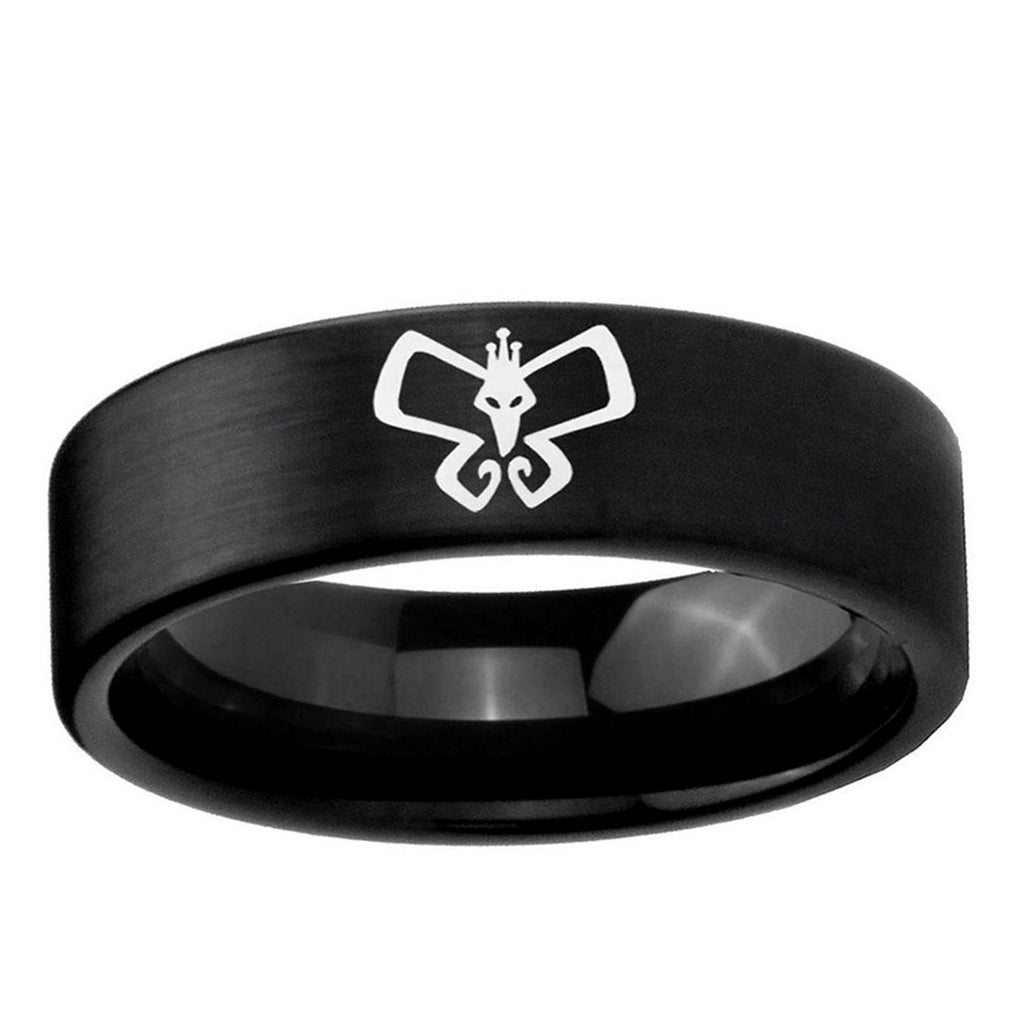 6mm Monarch Pipe Cut Brush Black Tungsten Mens Promise Ring