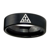 8mm-Masonic-Triple-Pipe-Cut-Brush-Black-Tungsten-Carbide-Men's-Promise-Rings