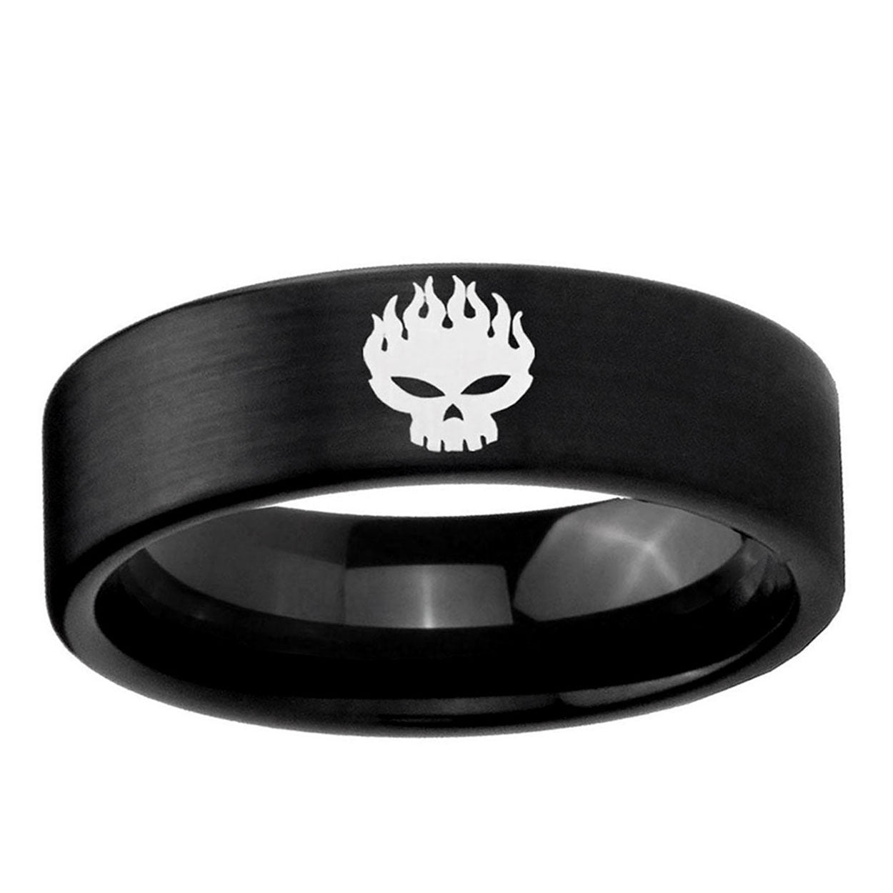 6mm Offspring Pipe Cut Brush Black Tungsten Mens Ring
