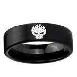 6, 8mm Offspring Pipe Cut Brush Black Tungsten Carbide Mens Ring