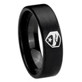 8mm GI Joe Eagle Pipe Cut Brush Black Tungsten Mens Ring