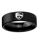 6, 8mm GI Joe Eagle Pipe Cut Brush Black Tungsten Ring