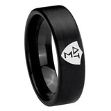 8mm Greek CTR Pipe Cut Brush Black Tungsten Carbide Men's Wedding Ring