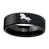 8mm-Horse-Pipe-Cut-Brush-Black-Tungsten-Carbide-Wedding-Engagement-Ring