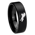 8mm Horse Pipe Cut Brush Black Tungsten Wedding Ring
