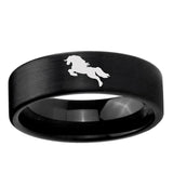 6, 8mm Horse Pipe Cut Brush Black Tungsten Ring