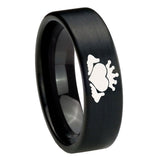 8mm-Claddagh-Design-Pipe-Cut-Brush-Black-Tungsten-Carbide-Wedding-Band-Ring