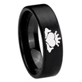 8mm Claddagh Design Pipe Cut Brush Black Tungsten Ring