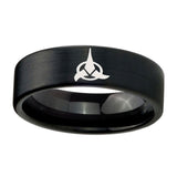 8mm-Klingon-Pipe-Cut-Brush-Black-Tungsten-Carbide-Wedding-Engraving-Ring