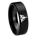 8mm Klingon Pipe Cut Brush Black Tungsten Engraved Ring