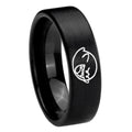 8mm Mario Boo Ghost Pipe Cut Brush Black Tungsten Ring