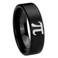 8mm Math Pi Pipe Cut Brush Black Tungsten Men's Band Ring