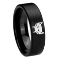 8mm Maximal Pipe Cut Brush Black Tungsten Mens Bands Ring