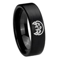 8mm Metroid Pipe Cut Brush Black Tungsten Men's Bands Ring