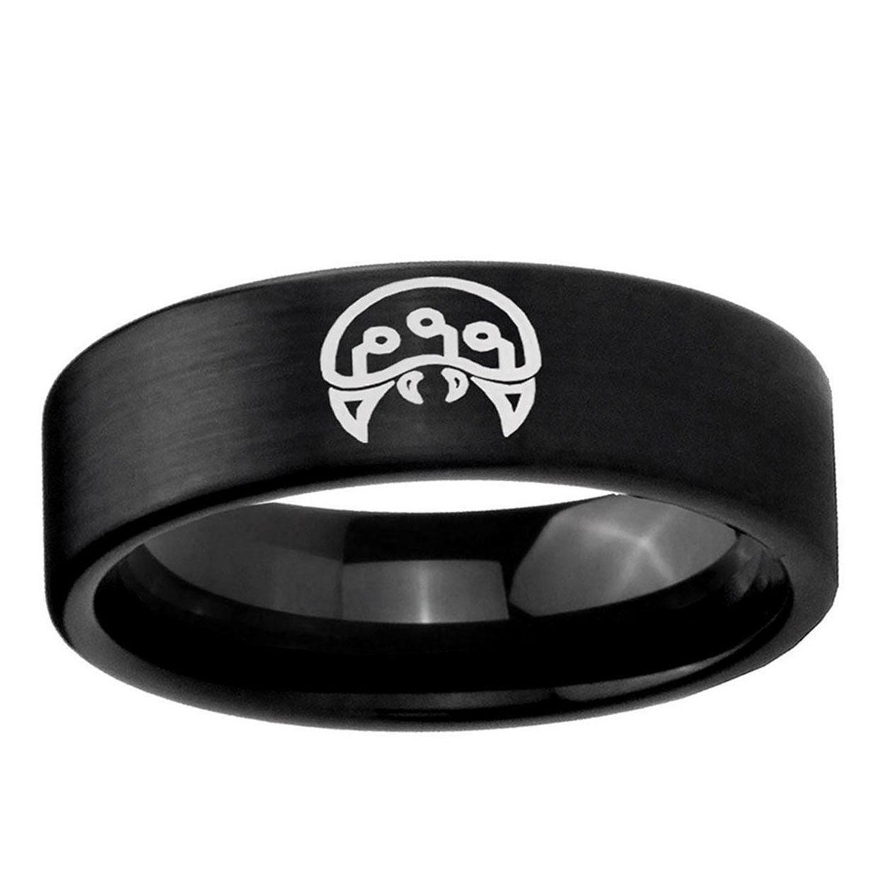 6mm Metroid Pipe Cut Brush Black Tungsten Men's Bands Ring