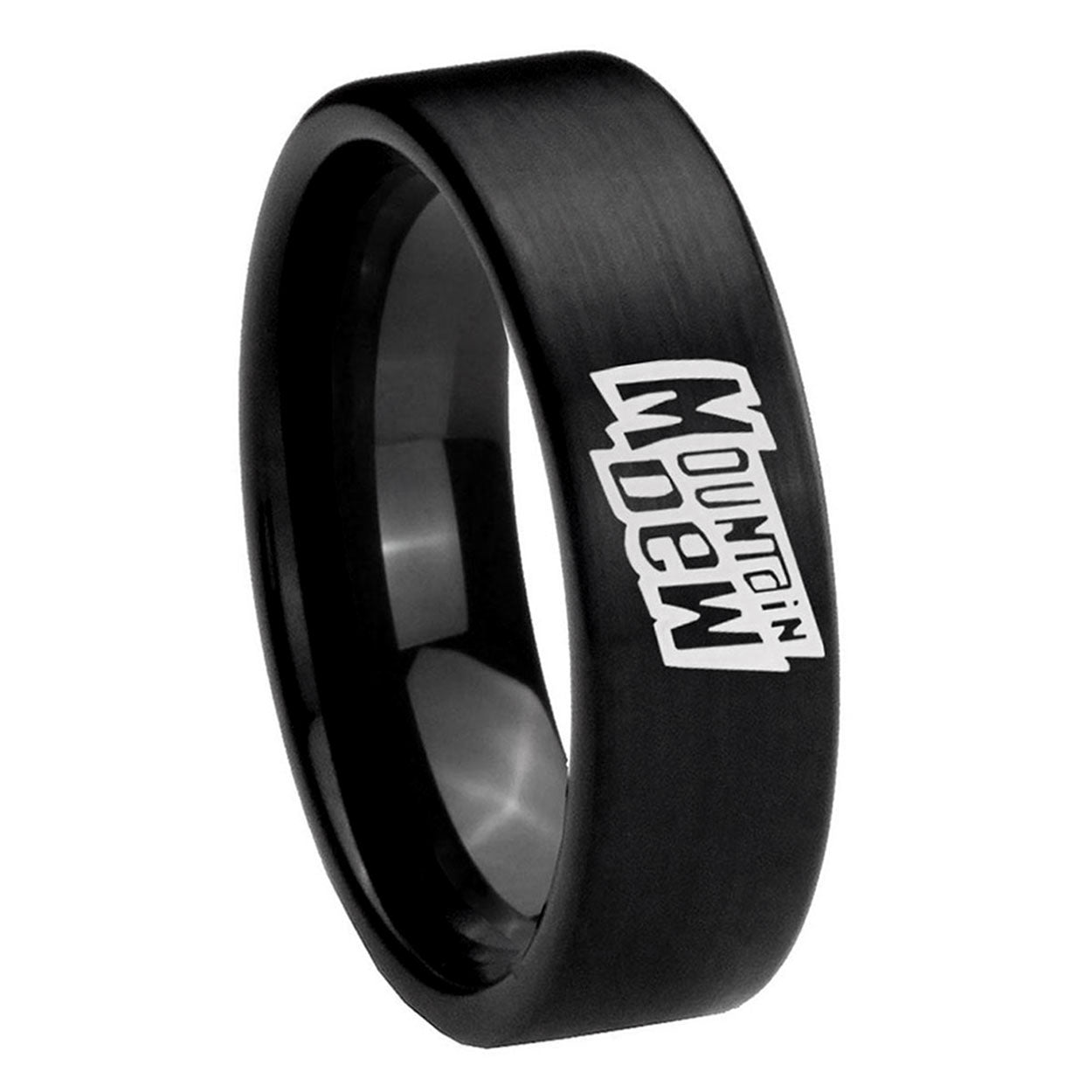 8mm Mountain Dew Pipe Cut Brush Black Tungsten Promised Band