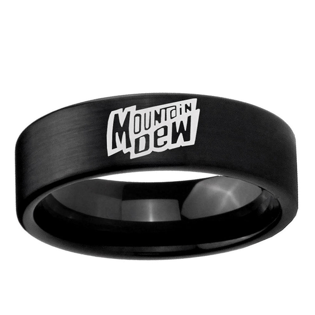 6mm Mountain Dew Pipe Cut Brush Black Tungsten Promised Band