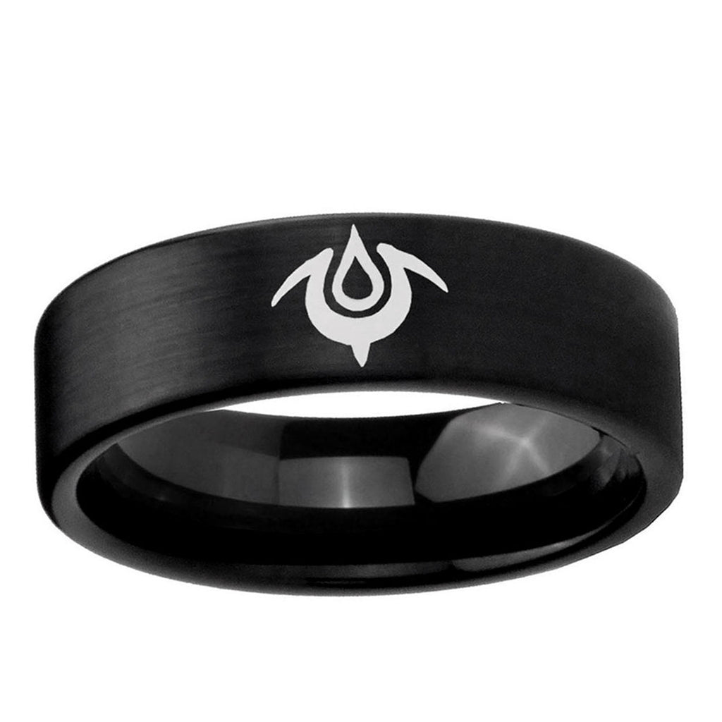 6mm Naga Pipe Cut Brush Black Tungsten Men's Engagement Band