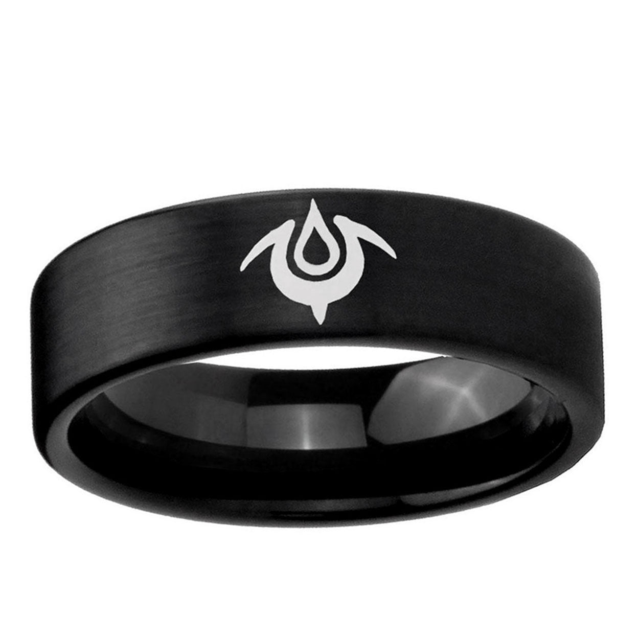 6mm Naga Pipe Cut Brush Black Tungsten Men's Engagement Band