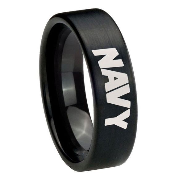 8mm-Navy-Pipe-Cut-Brush-Black-Tungsten-Carbide-Mens-Engagement-Ring