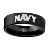 8mm-Navy-Pipe-Cut-Brush-Black-Tungsten-Carbide-Mens-Engagement-Ring