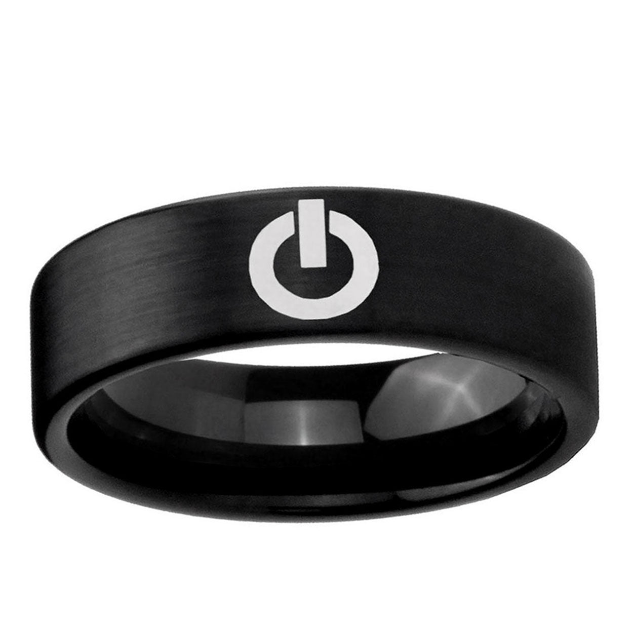 6mm Power Pipe Cut Brush Black Tungsten Mens Promise Ring