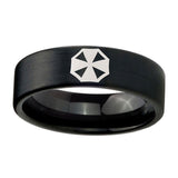 8mm-Resident-Evil-Pipe-Cut-Brush-Black-Tungsten-Carbide-Mens-Ring